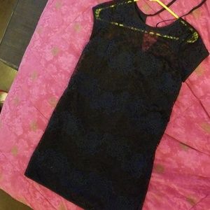 Lace overlay cocktail dress